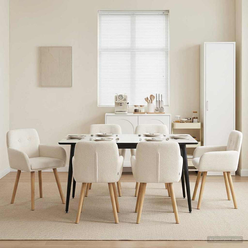 Scaune de dining 6 buc. Bouclé Crem 59 x 56,5 x 85 cm