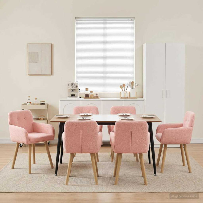 Scaune de dining 6 buc. Bouclé Roz 59 x 56,5 x 85 cm