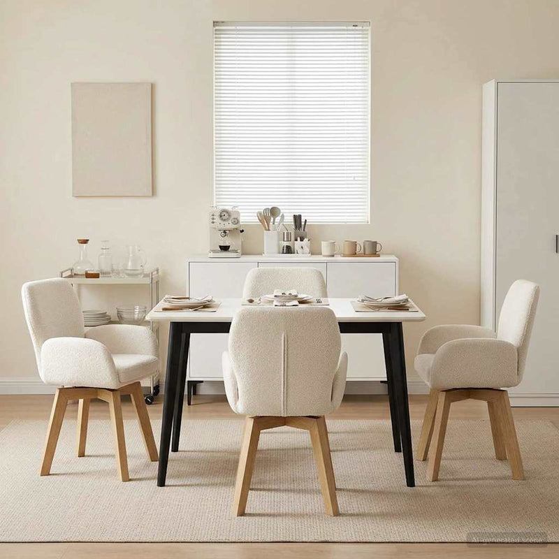 Scaune de dining rotative 4 buc. Bouclé Crem 54 x 58 x 87 cm