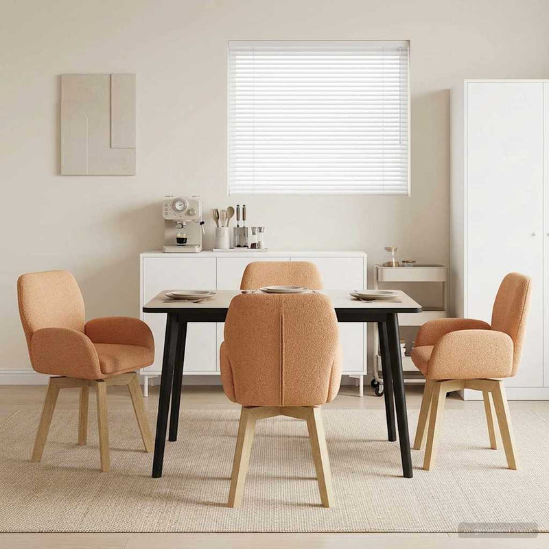 Scaune de dining rotative 4 buc. Bouclé Bej 54 x 58 x 87 cm