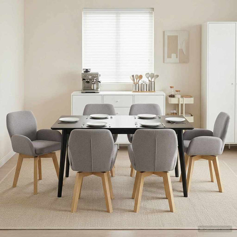 Scaune de dining rotative 6 buc. Bouclé Gri deschis