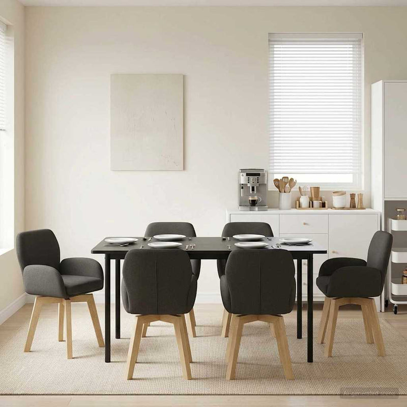 Scaune de dining rotative 6 buc. Bouclé Gri închis