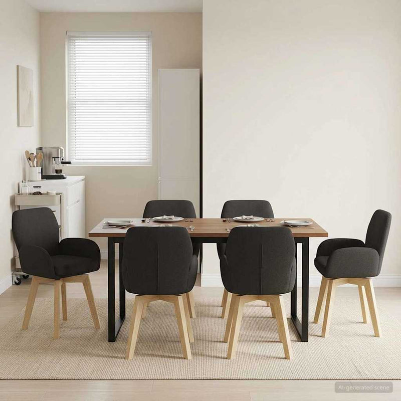 Scaune de dining rotative 6 buc. Bouclé Negru 54 x 58 x 87 cm
