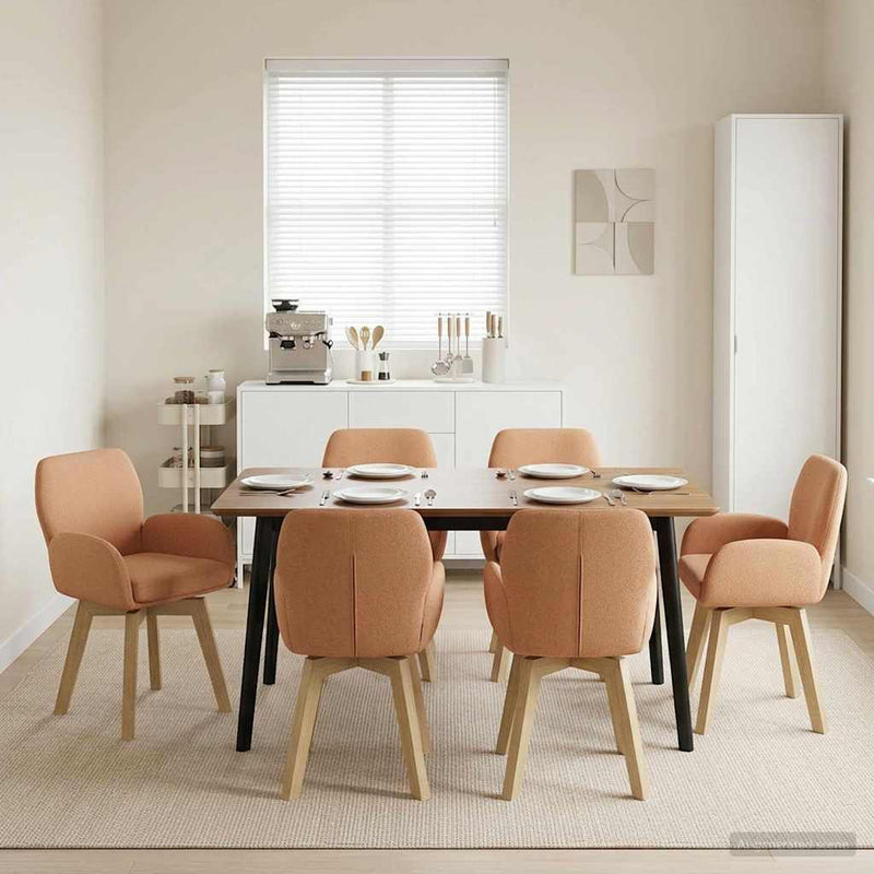 Scaune de dining rotative 6 buc. Bouclé Bej 54 x 58 x 87 cm