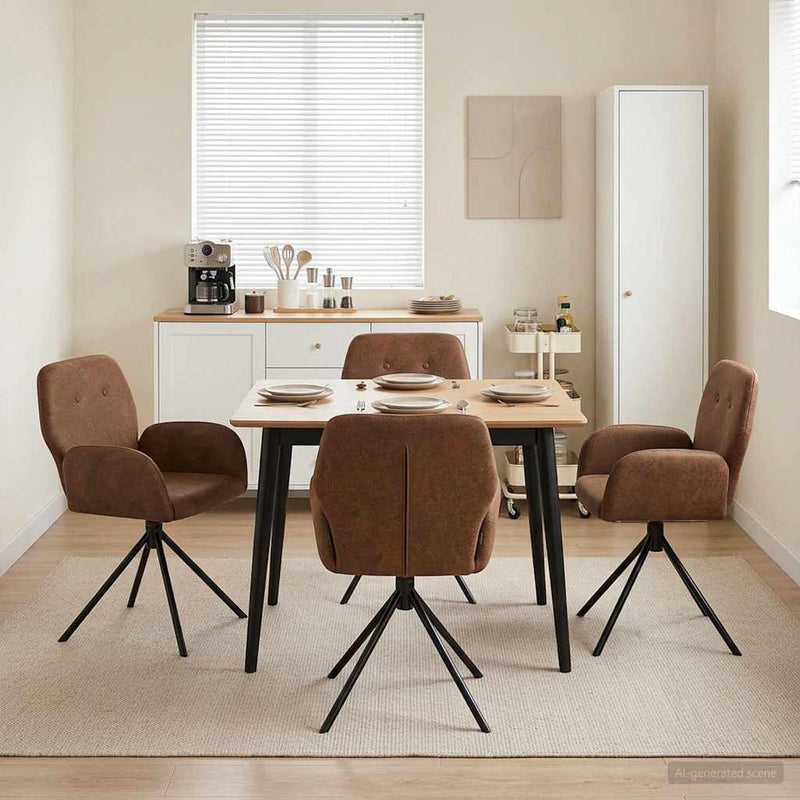 Scaune de dining rotative 4 buc. Piele Suedată Sintetică Maro