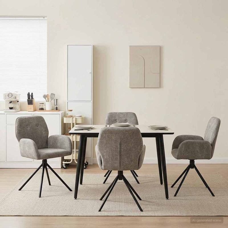 Scaune de dining rotative 4 buc. Piele Suedată Sintetică