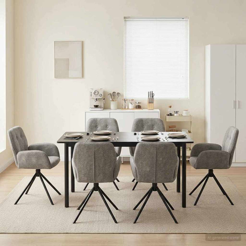Scaune de dining rotative 6 buc. Piele Suedată Sintetică