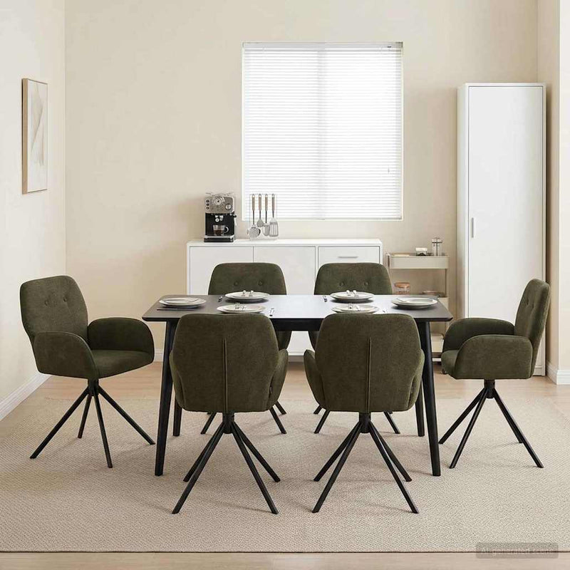 Scaune de dining rotative 6 buc. Piele Suedată Sintetică
