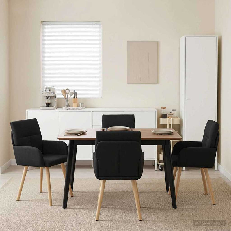 Scaune de dining 4 buc. Țesătură Negru 60 x 56 x 85 cm
