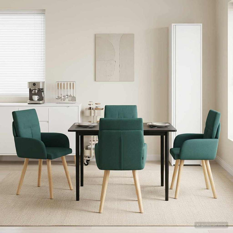 Scaune de dining 4 buc. Țesătură Verde închis 60 x 56 x 85 cm