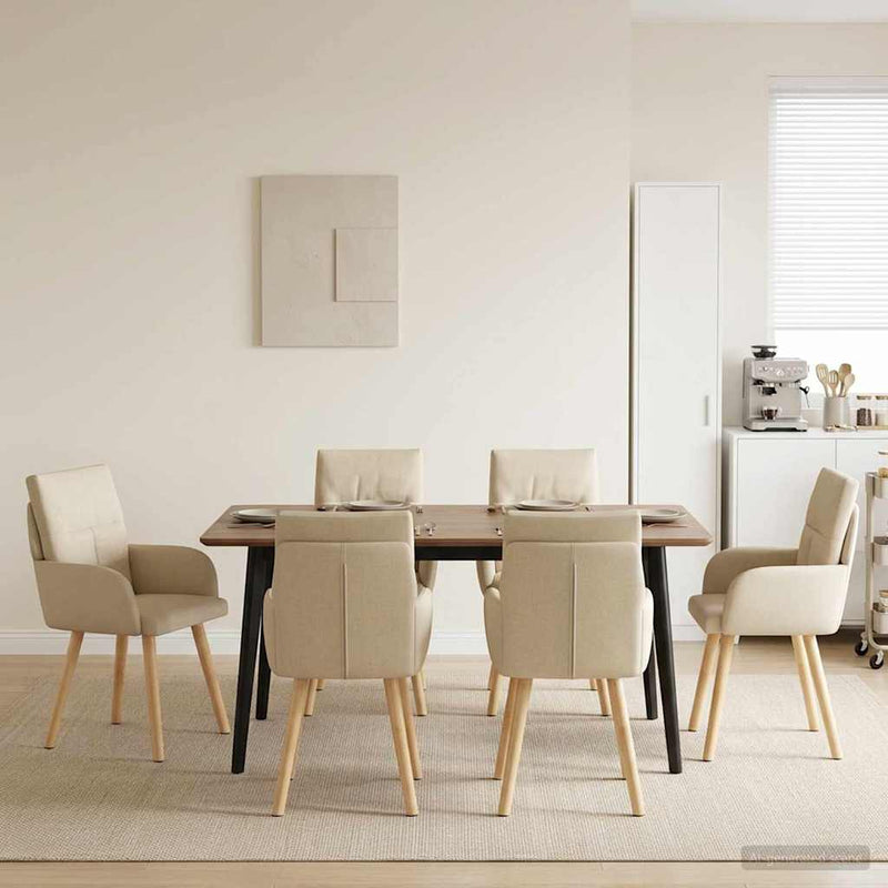 Scaune de dining 4 buc. Țesătură Crem 60 x 56 x 85 cm
