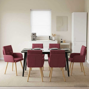 Scaune de dining 6 buc. Țesătură Roșu Vin 60 x 56 x 85 cm
