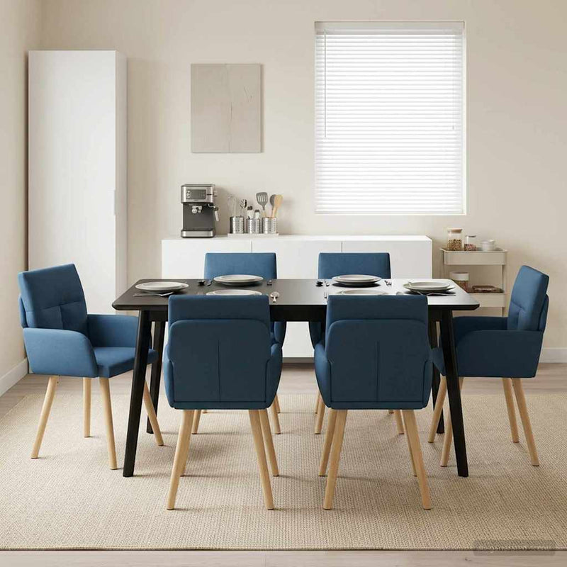 Scaune de dining 6 buc. Țesătură albastru 60 x 56 x 85 cm
