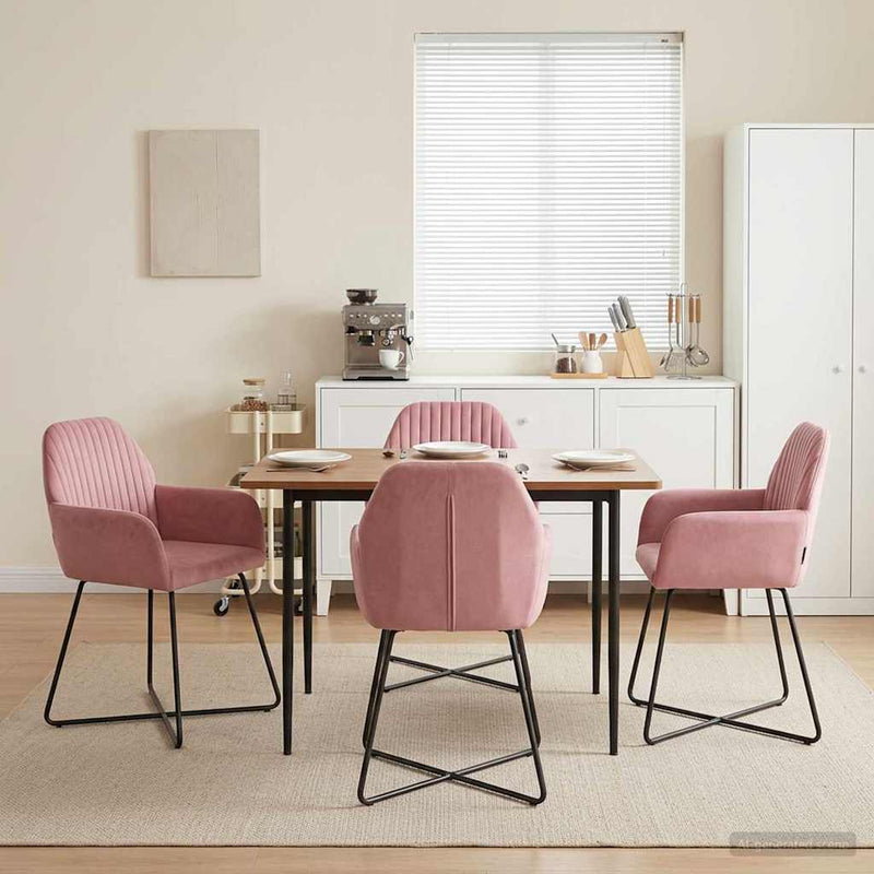 Scaune de dining 4 buc. Catifea Roz 55 x 50 x 84 cm