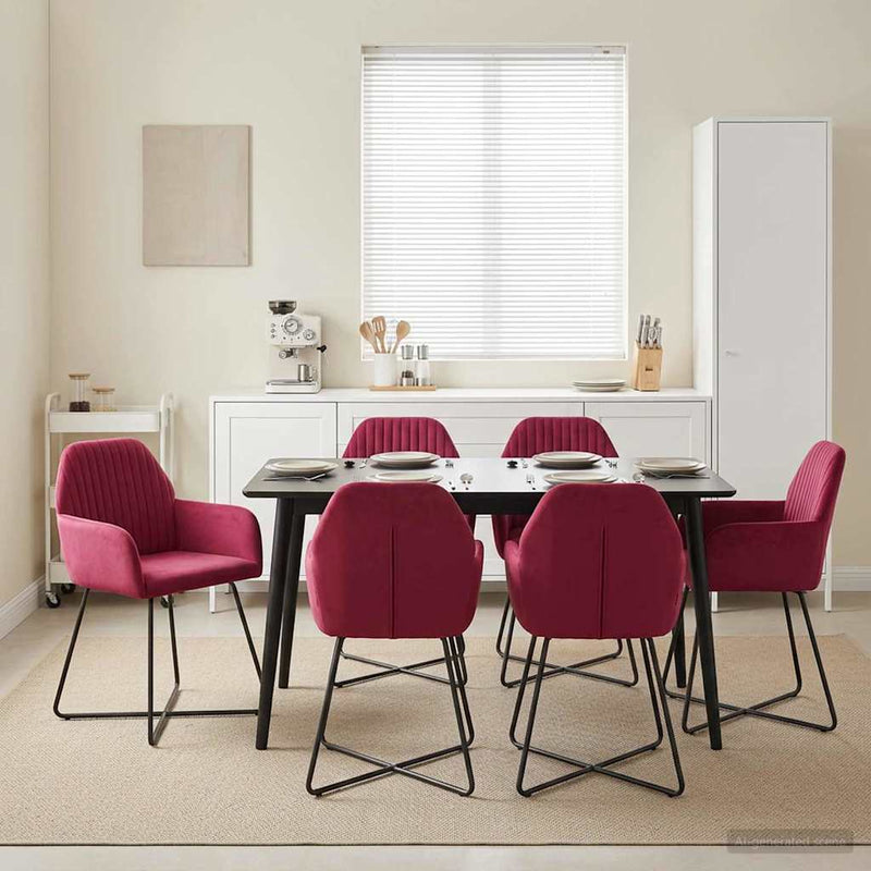 Scaune de dining 4 buc. Catifea Roșu Vin 55 x 50 x 84 cm