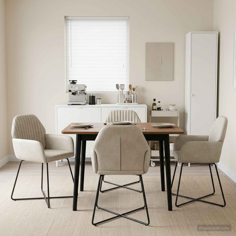Scaune de dining 4 buc. Catifea Crem 55 x 50 x 84 cm