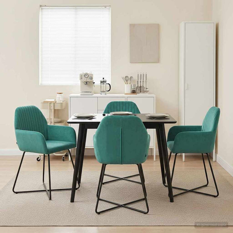 Scaune de dining 4 buc. Catifea Turcoaz 55 x 50 x 84 cm