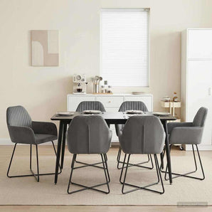Scaune de dining 6 buc. Catifea Gri închis 55 x 50 x 84 cm