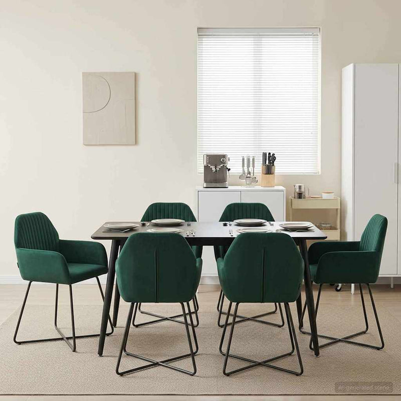 Scaune de dining 6 buc. Catifea Verde închis 55 x 50 x 84 cm