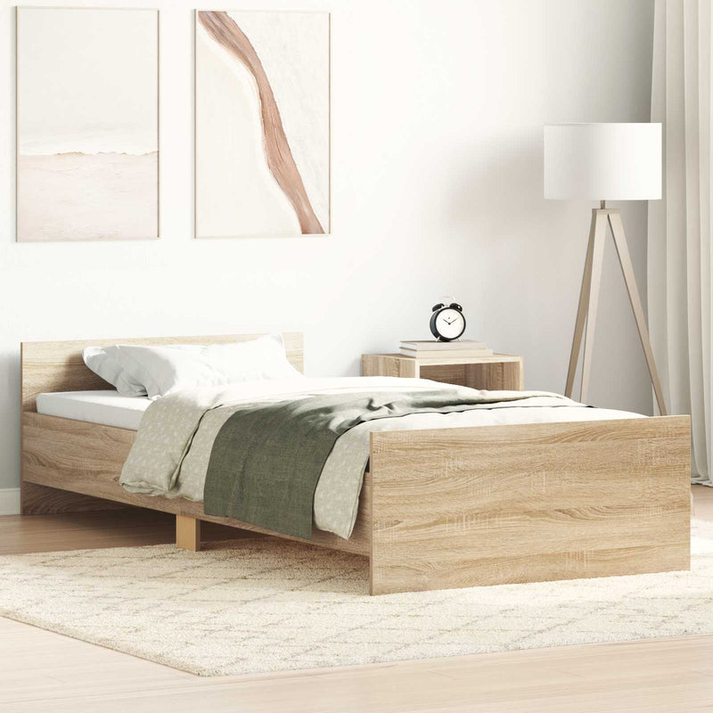 Cadru de pat cu headboard Stejar Sonoma Lemn prelucrat