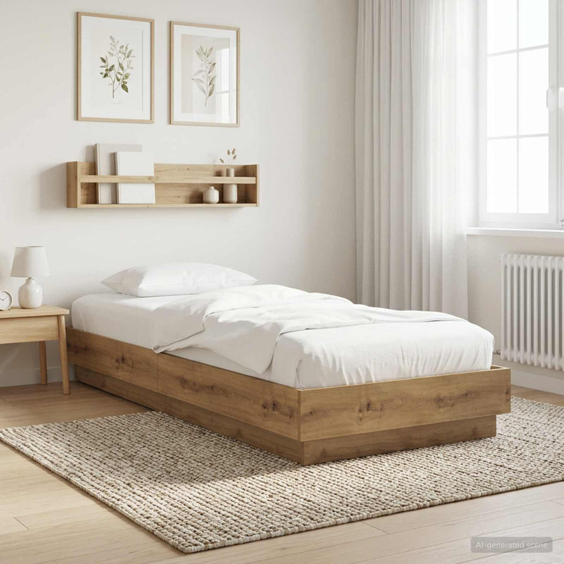 Cadru de pat la sol Stejar Artizanal 80 x 200 cm Lemn prelucrat