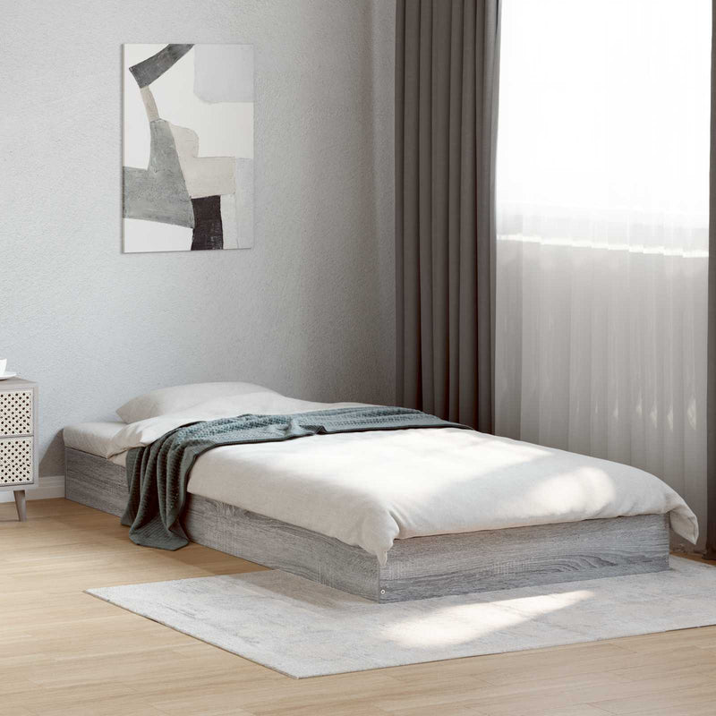 Cadru de pat la sol Sonoma gri 80 x 200 cm Lemn prelucrat