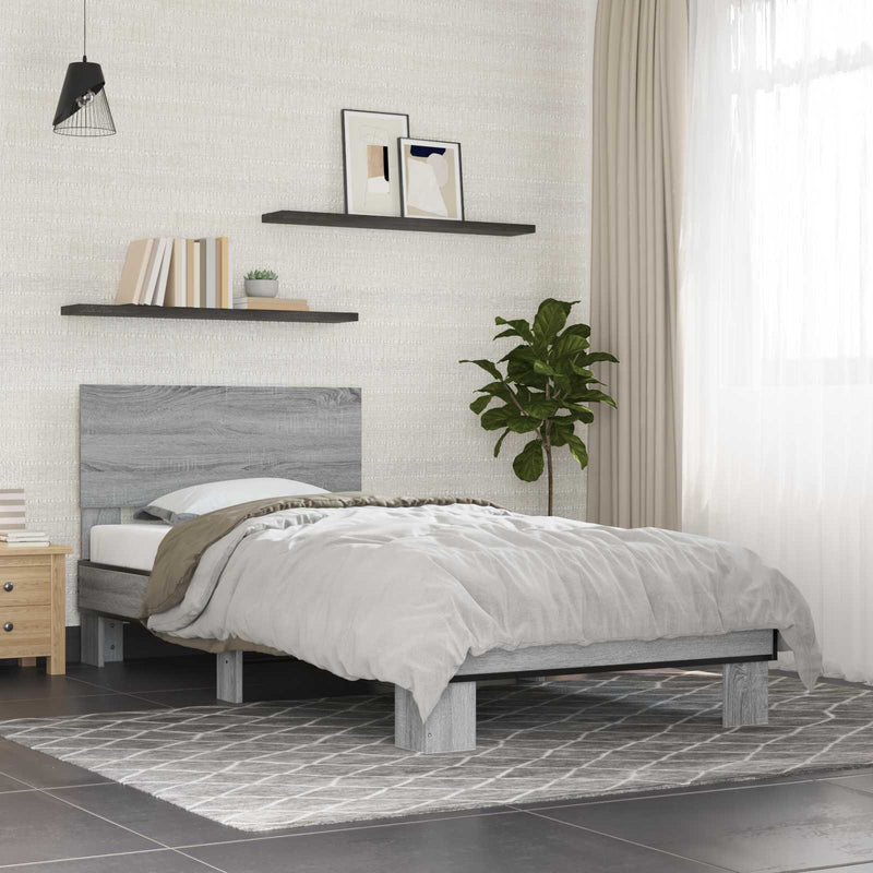 Cadru de Pat cu Tăblie Sonoma gri 80 x 200 cm Lemn prelucrat