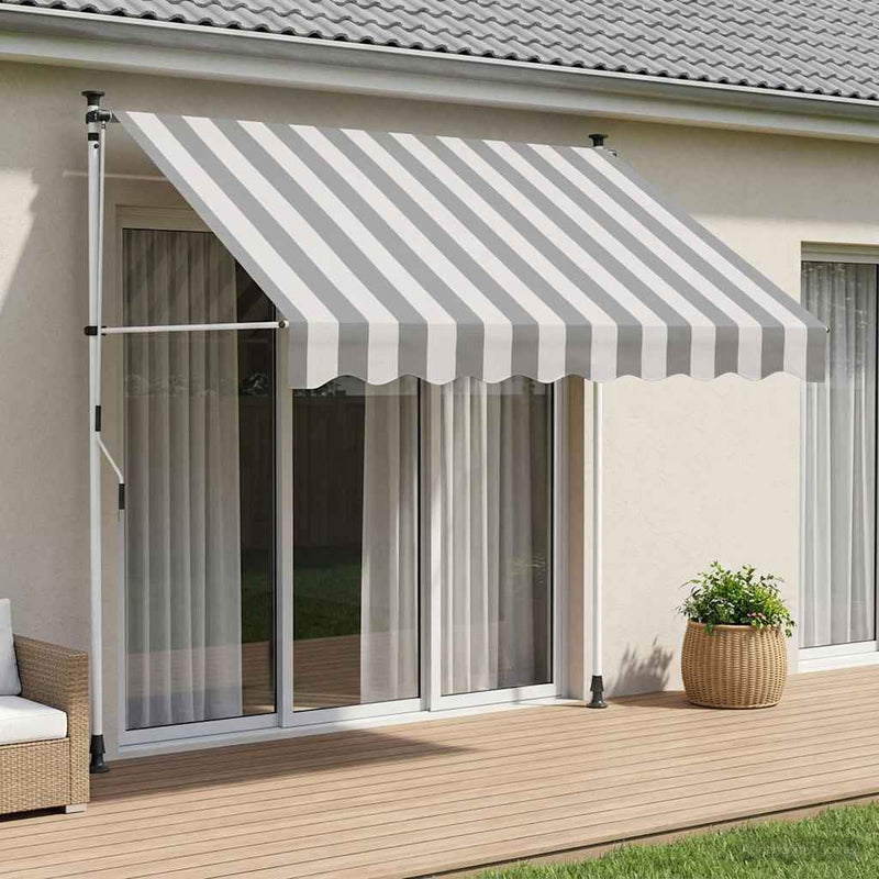 Copertină retractabilă manuală Antracit și Alb 400 cm