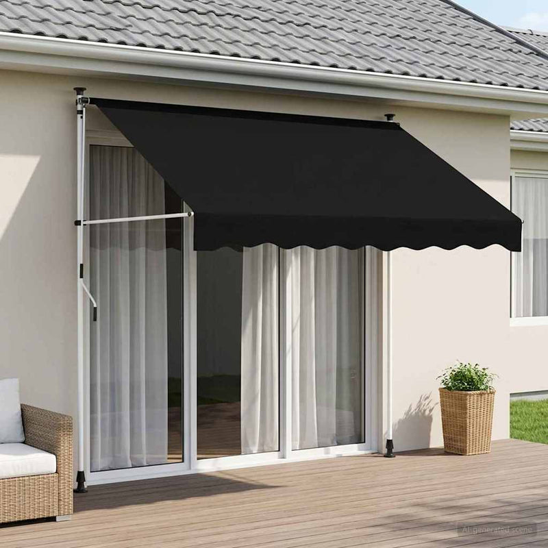 Copertină retractabilă manuală Negru 100 cm