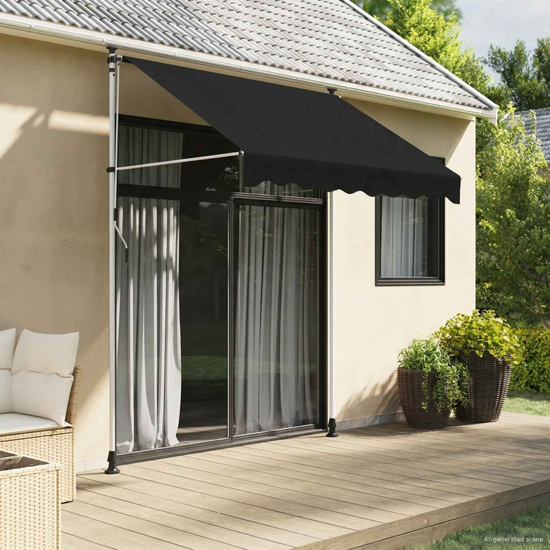 Copertină retractabilă manuală Negru 200 cm