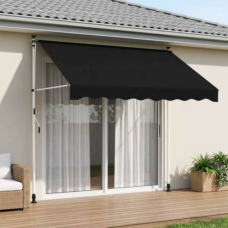 Copertină retractabilă manuală Negru 300 cm