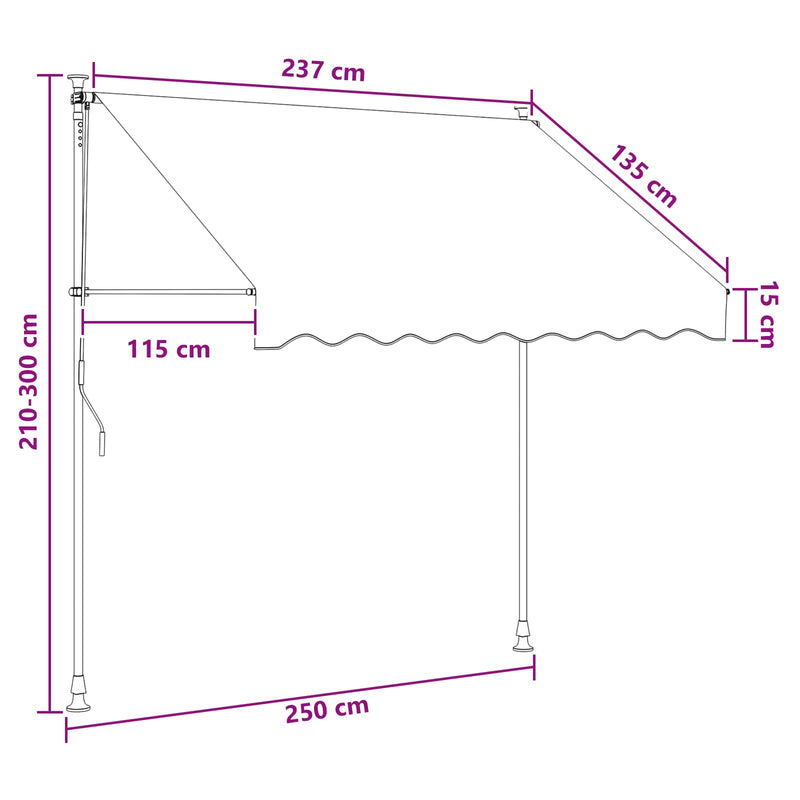 Copertină retractabilă manuală Maro 250 cm
