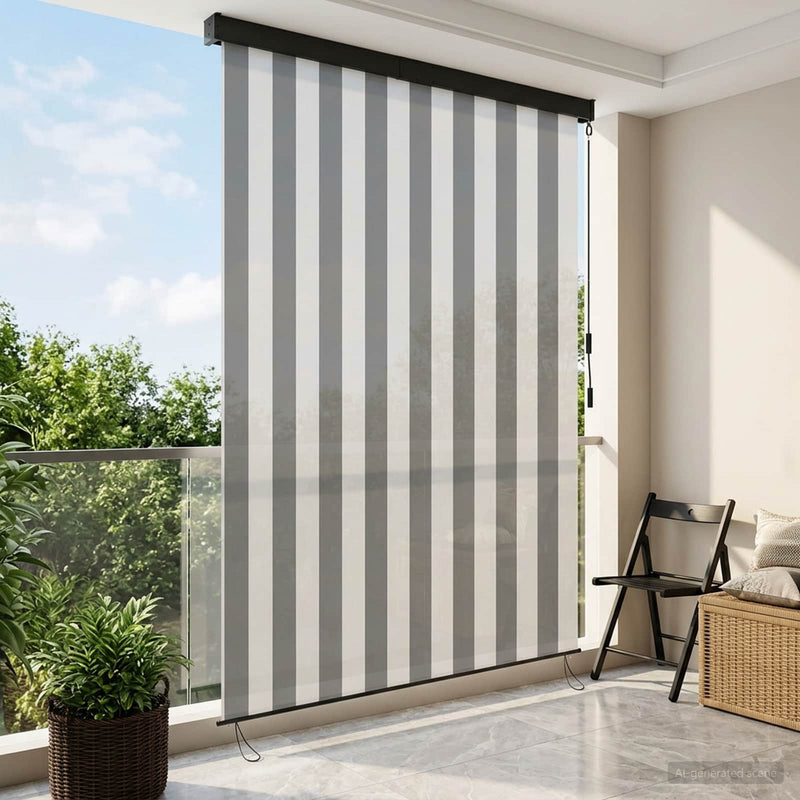 Rulou textil Antracit și Alb 140 x 250 cm Țesătură și Aluminiu