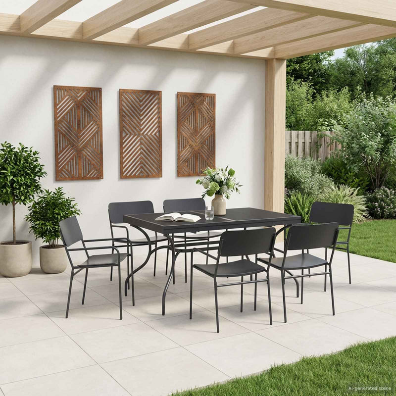 Set de masă pentru grădină 7 buc. Antracit Oțel