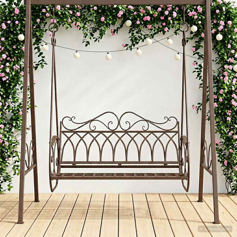 Bancă swinging Oțel 112 x 60 x 126,5 cm Maro Antic