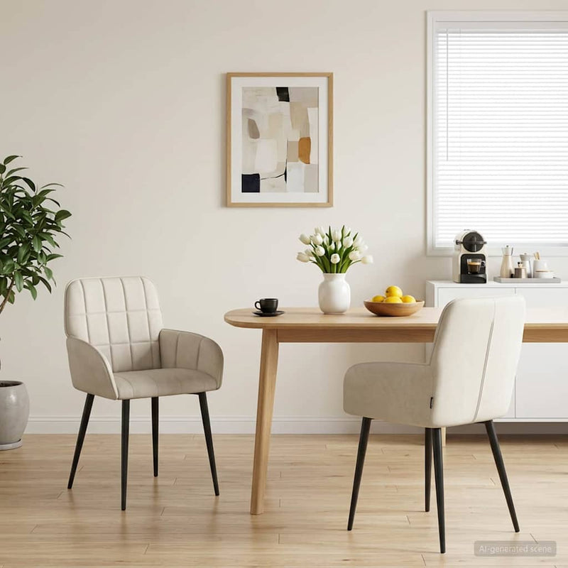 Scaune de dining 2 buc. Catifea Crem 56.5 x 50 x 85 cm
