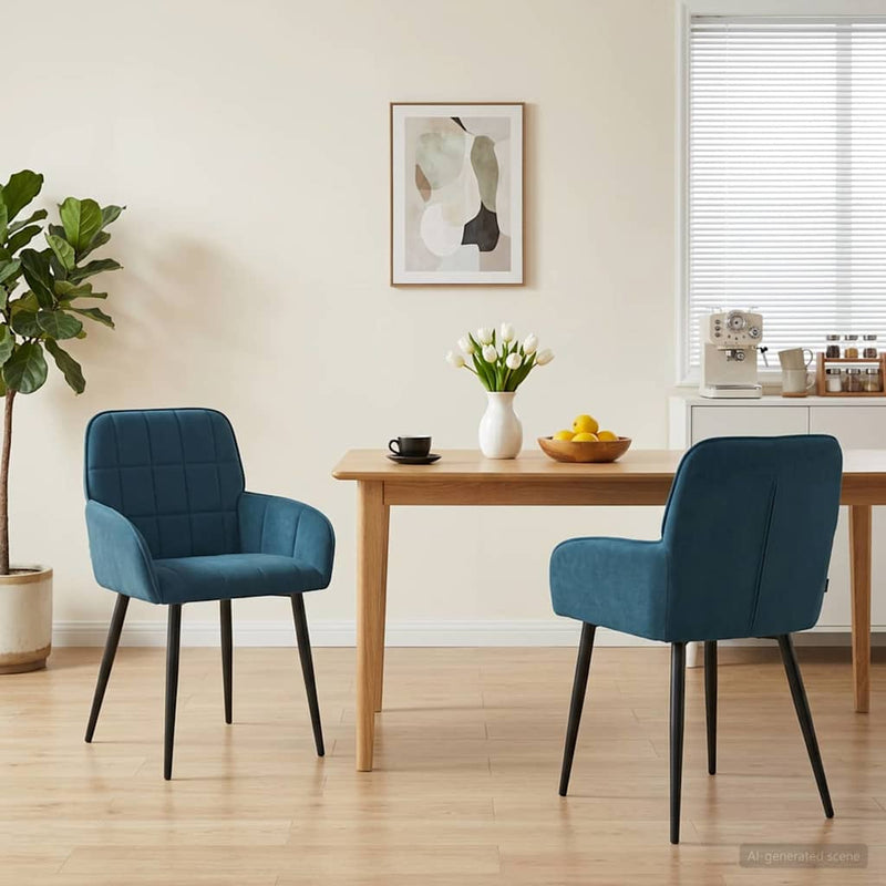 Scaune de dining 2 buc. Catifea albastru 56.5 x 50 x 85 cm