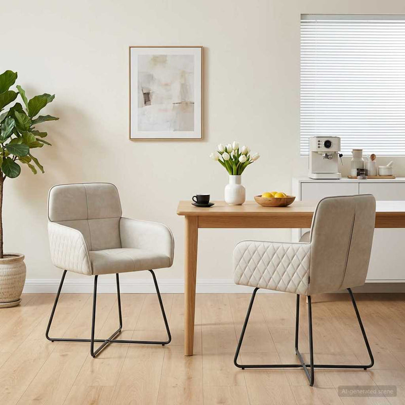 Scaune de dining 2 buc. Catifea Crem 59 x 56,5 x 86 cm