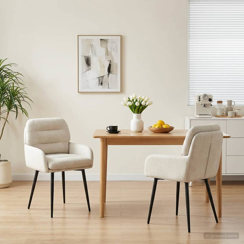 Scaune de dining 2 buc. Catifea Crem 59 x 59,5 x 90 cm