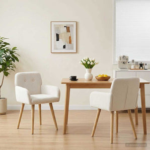Scaune de dining 2 buc. Bouclé Crem 59 x 56,5 x 85 cm