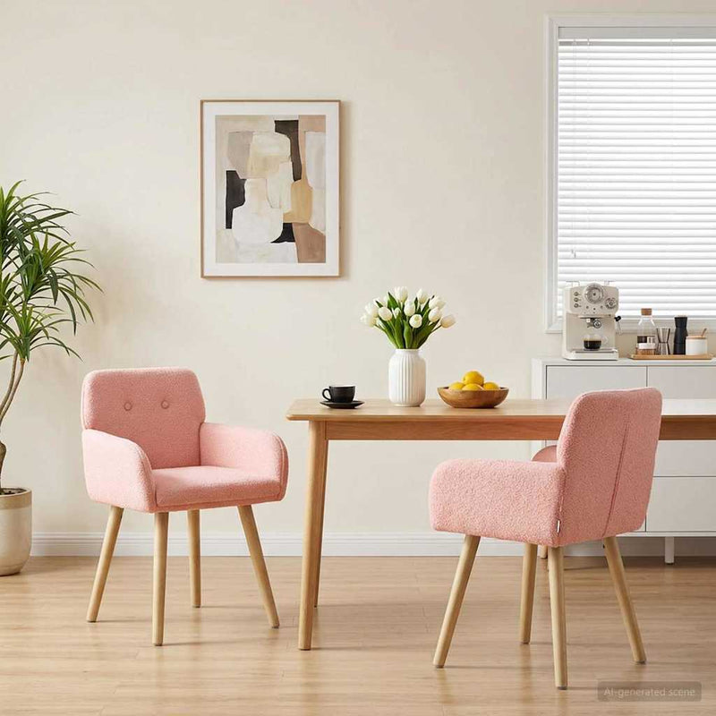 Scaune de dining 2 buc. Bouclé Roz 59 x 56,5 x 85 cm