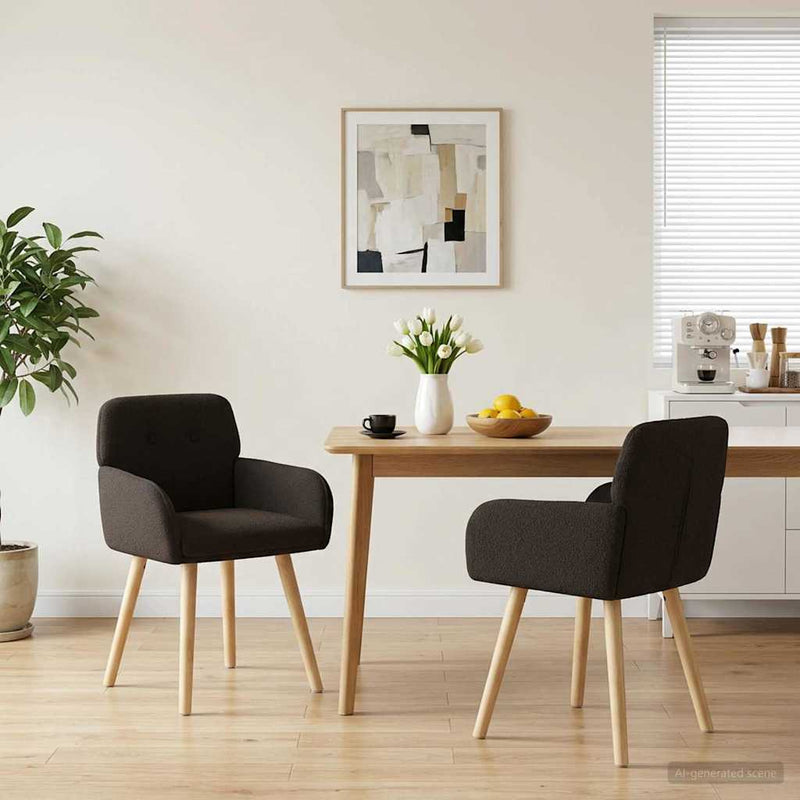 Scaune de dining 2 buc. Bouclé Negru 59 x 57 x 85 cm