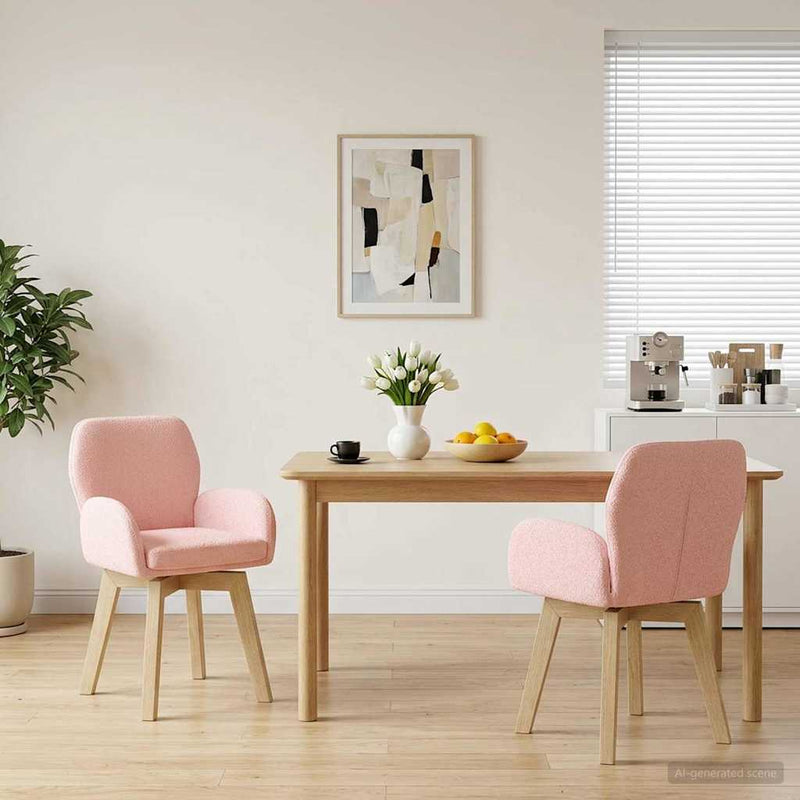 Scaune de dining rotative 2 buc. Bouclé Roz 54 x 58 x 87 cm