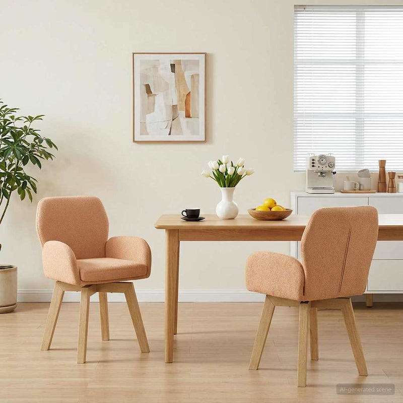 Scaune de dining rotative 2 buc. Bouclé Bej 54 x 58 x 87 cm