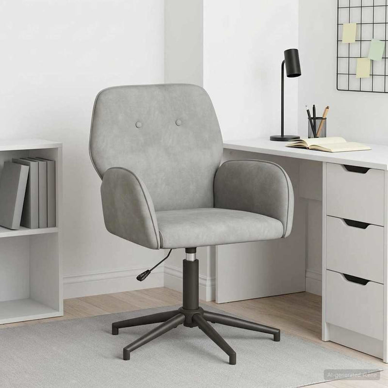 Scaun de birou rotativ 54 x 55 x 90 cm Gri deschis Catifea