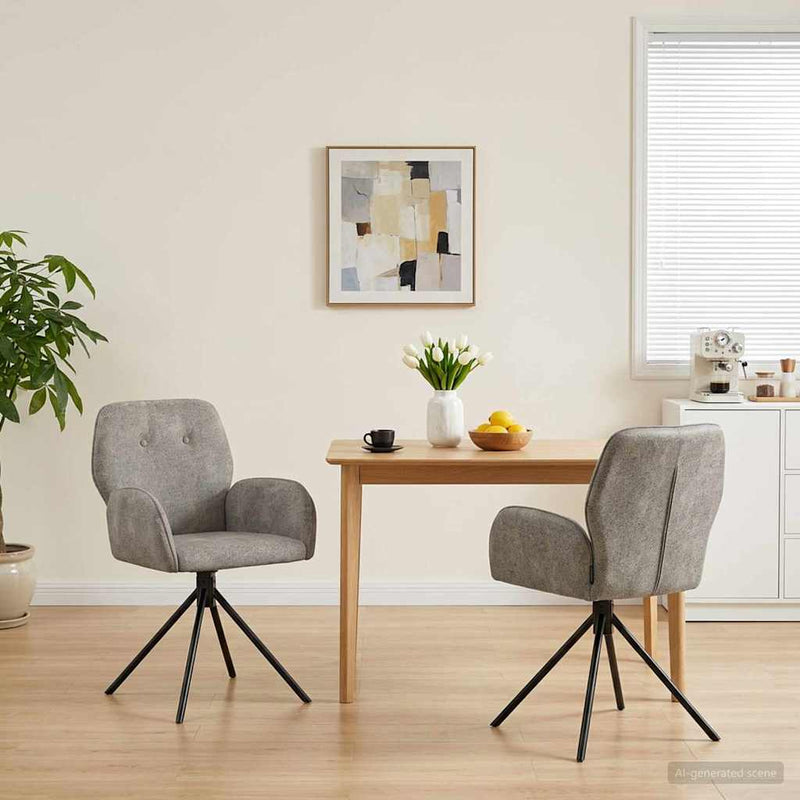 Scaune de dining rotative 2 buc. Piele Suedată Sintetică