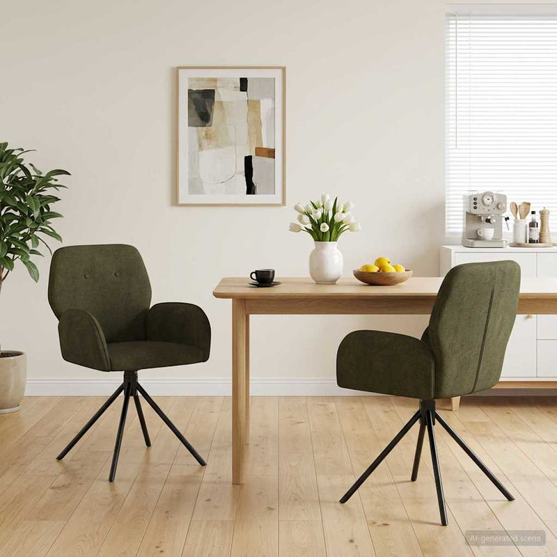 Scaune de dining rotative 2 buc. Piele Suedată Sintetică