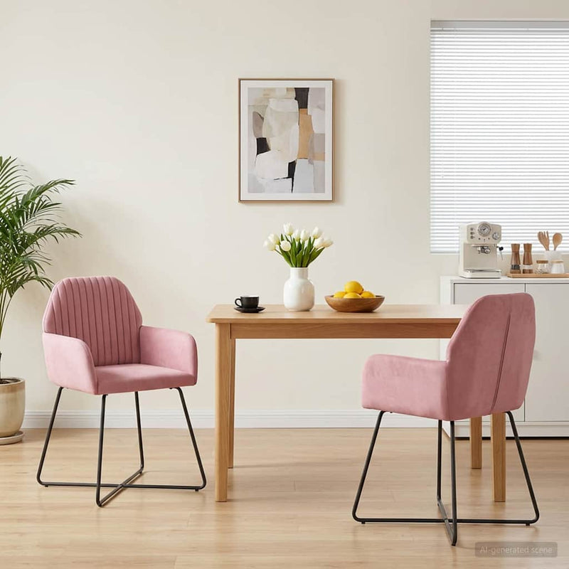 Scaune de dining 2 buc. Catifea Roz 55 x 50 x 84 cm