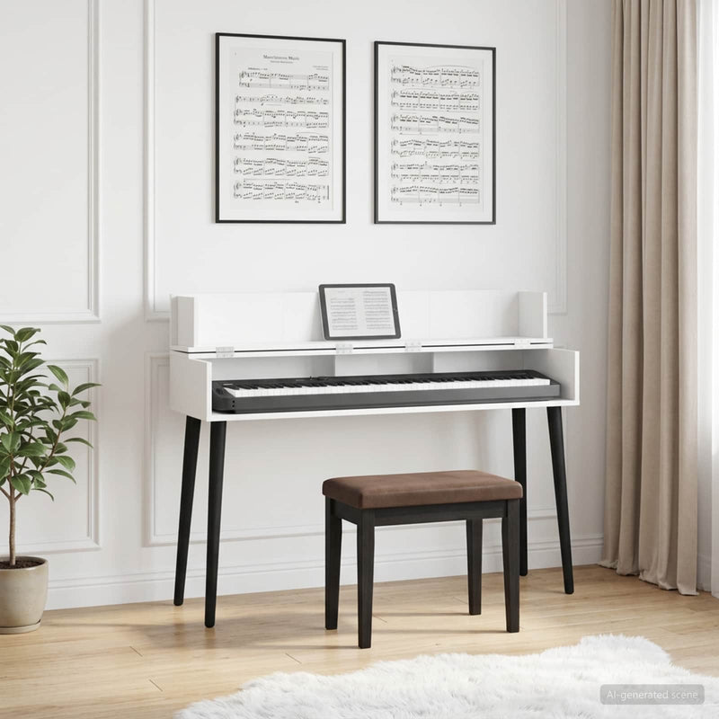 Birou de studio Alb 152 x 40 x 19,5 cm Lemn prelucrat