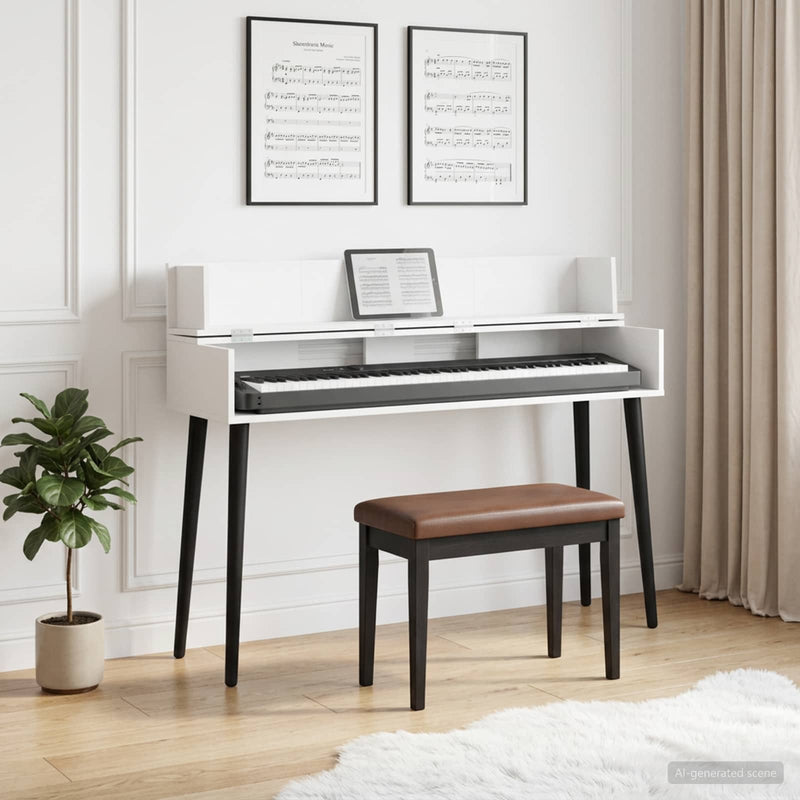 Birou de studio Alb 130 x 40 x 19,5 cm Lemn prelucrat